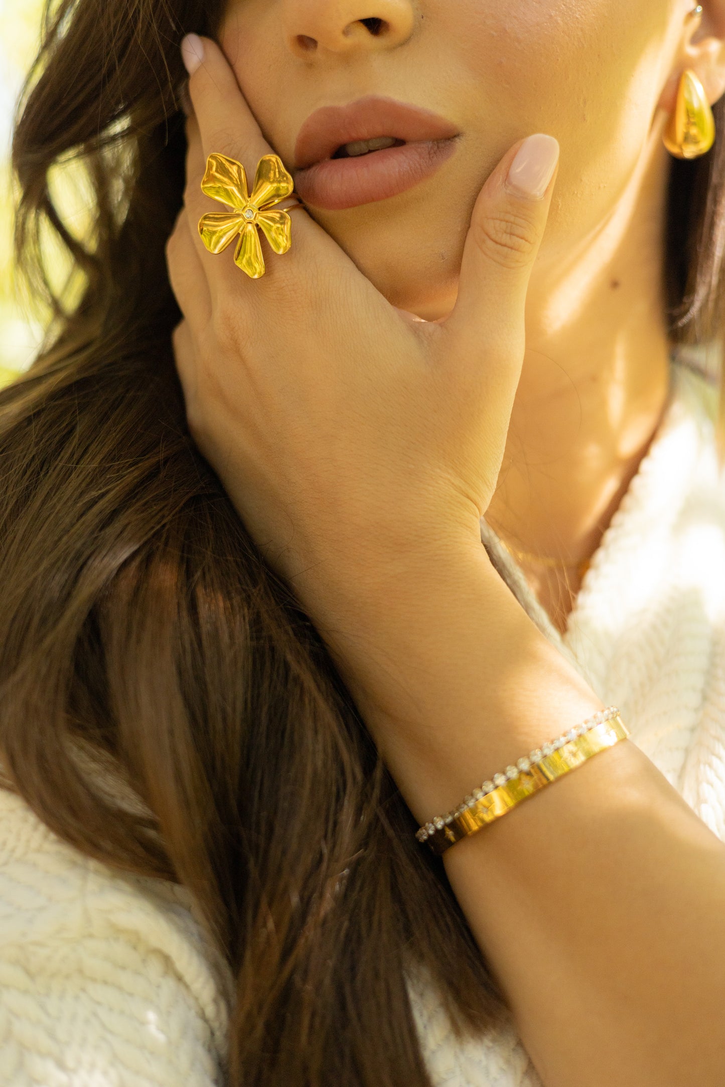 Inel placat cu aur de 18k Glitterati Blossom