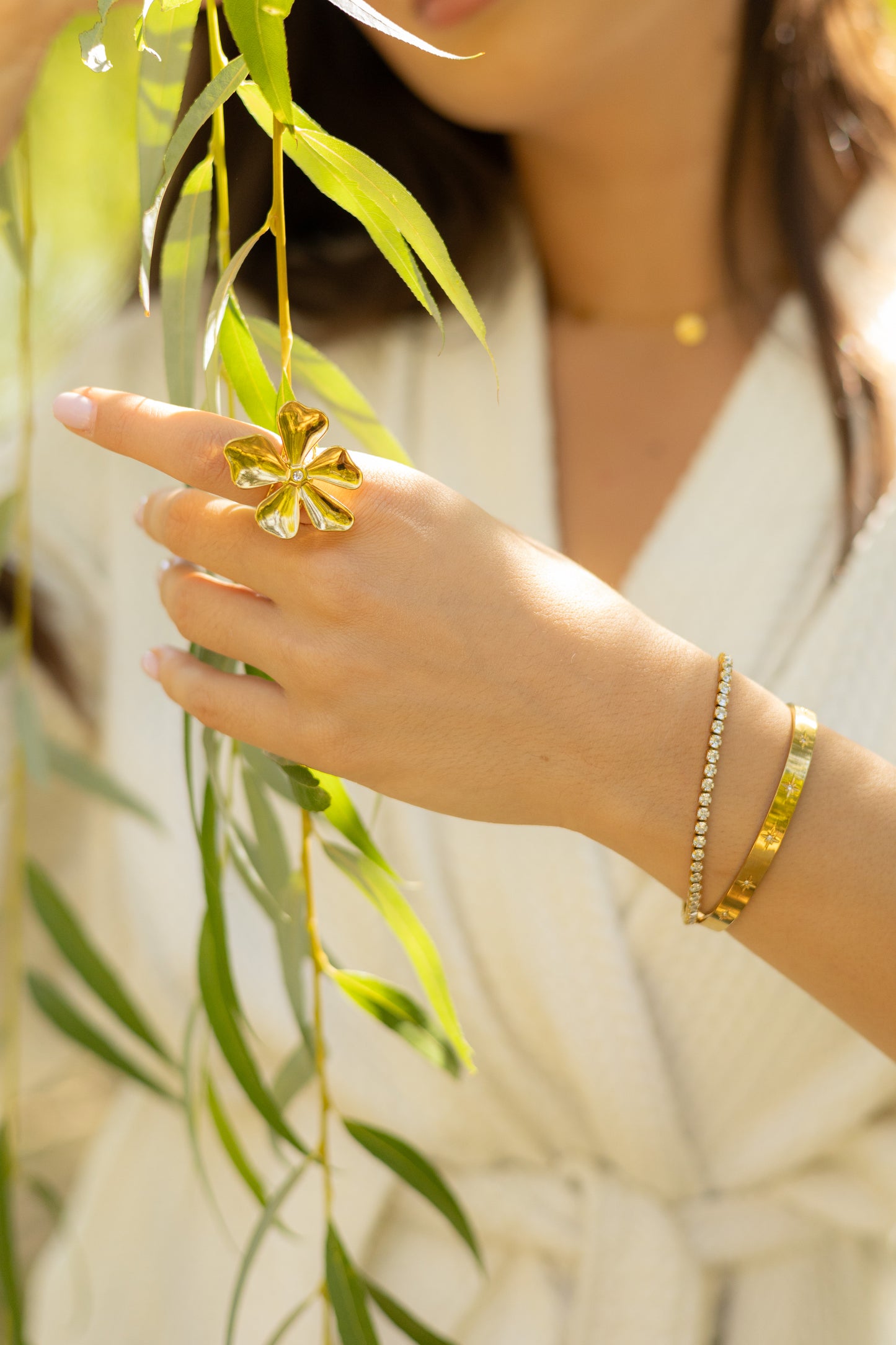 Inel placat cu aur de 18k Glitterati Blossom
