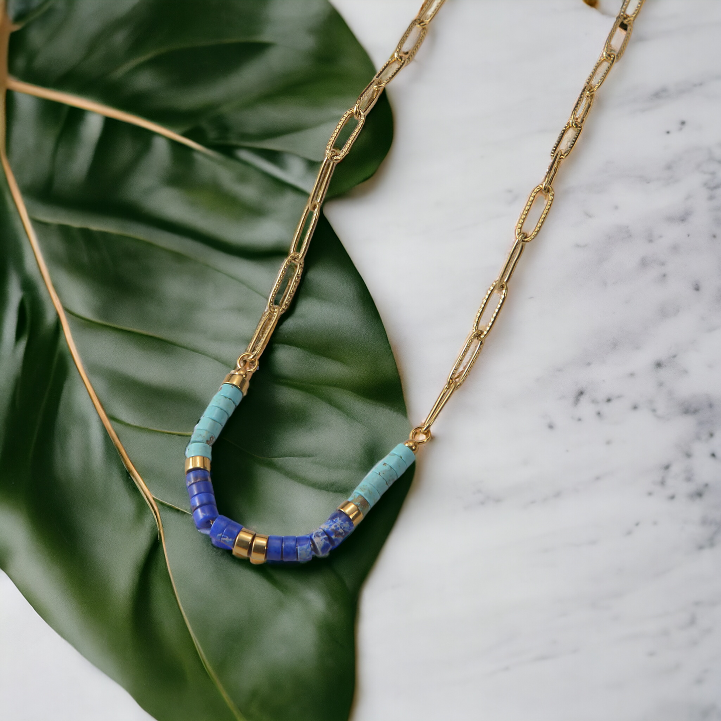 Colier Glitterati Azul - placat cu aur de 18k