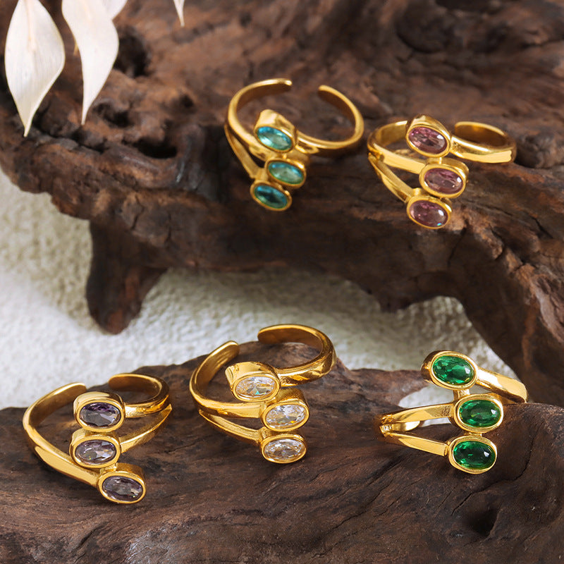 Inel placat cu aur de 18k Glitterati Trilogy