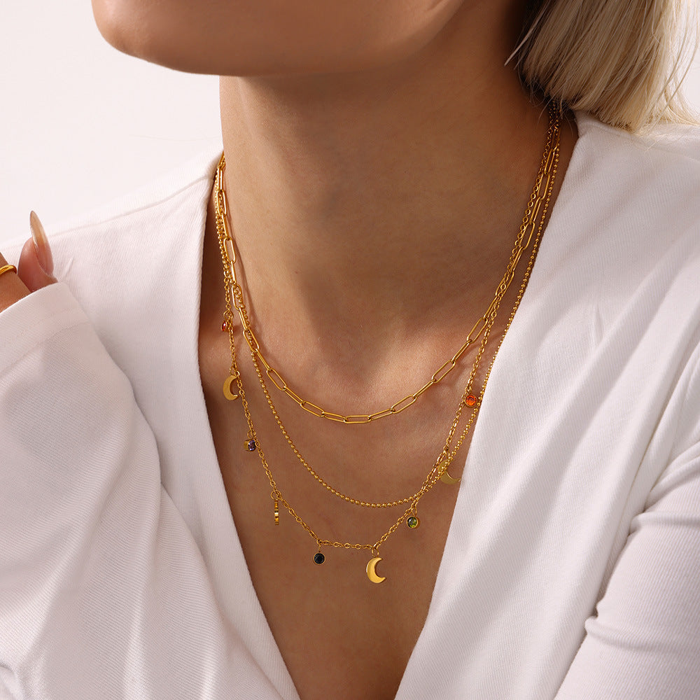 Colier placat cu aur de 18k Glitterati Moon Star