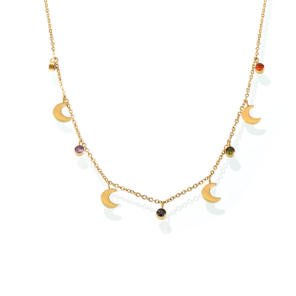 Colier placat cu aur de 18k Glitterati Moon Star