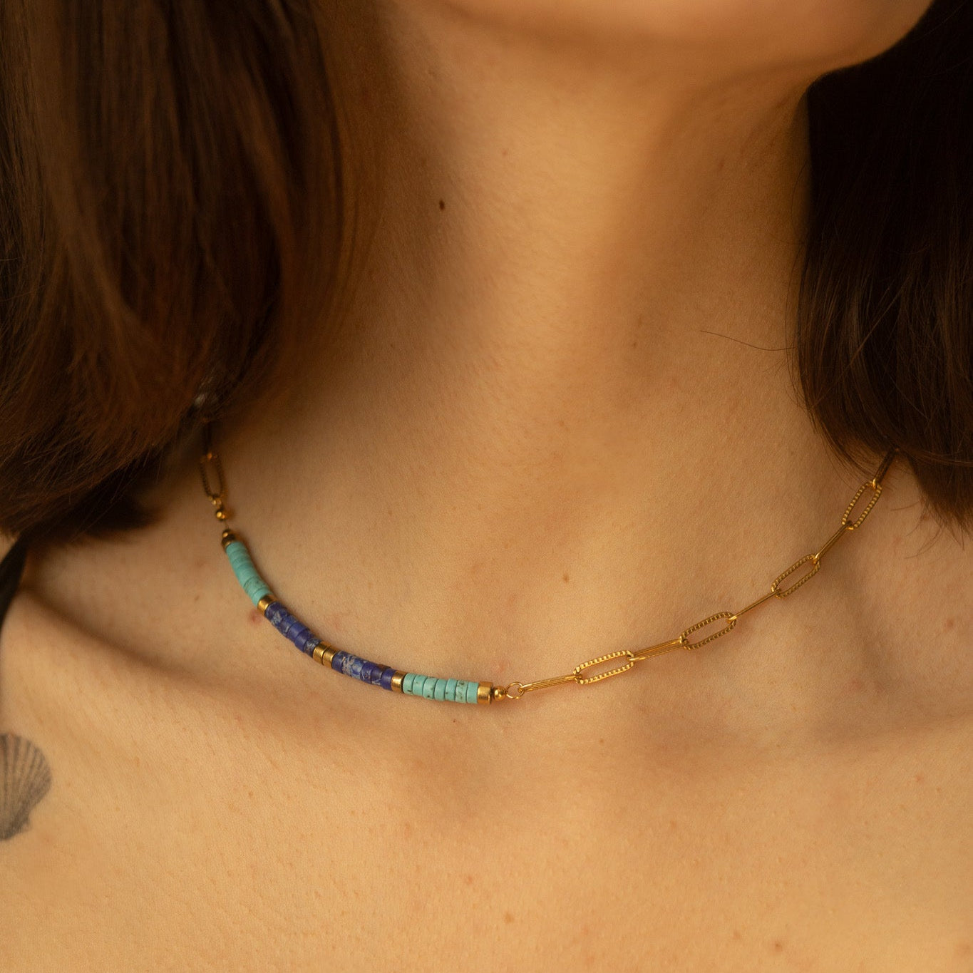 Colier Glitterati Azul - placat cu aur de 18k
