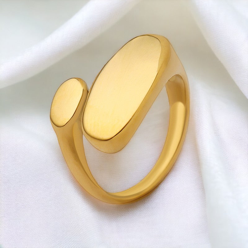 Inel Glitterati Asymmetry - placat cu aur de 18k