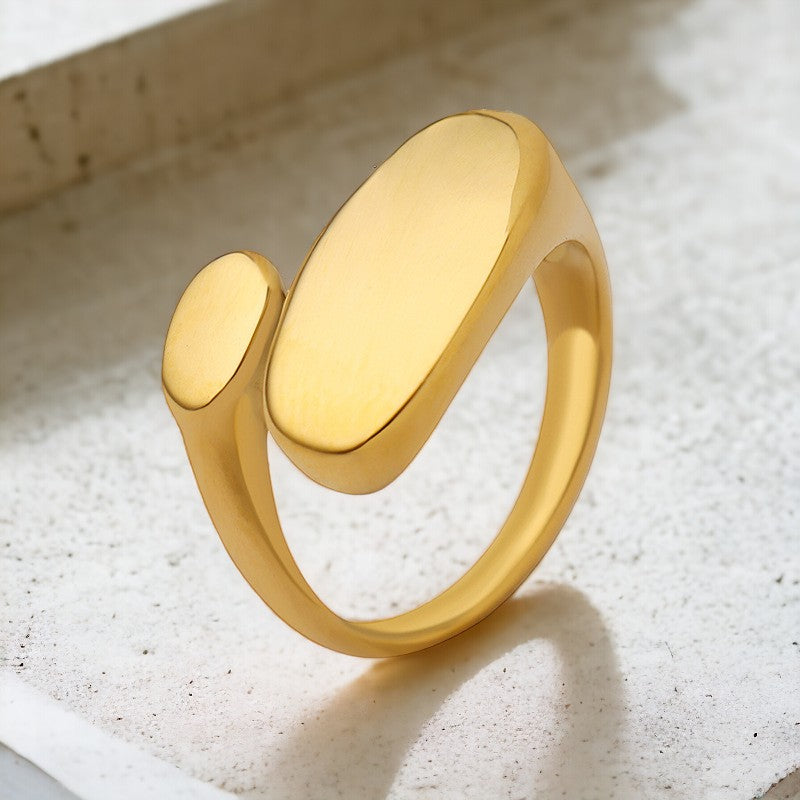 Inel Glitterati Asymmetry - placat cu aur de 18k