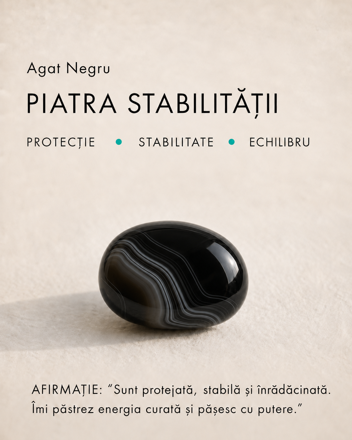 Inel Glitterati minimalist cu agat negru