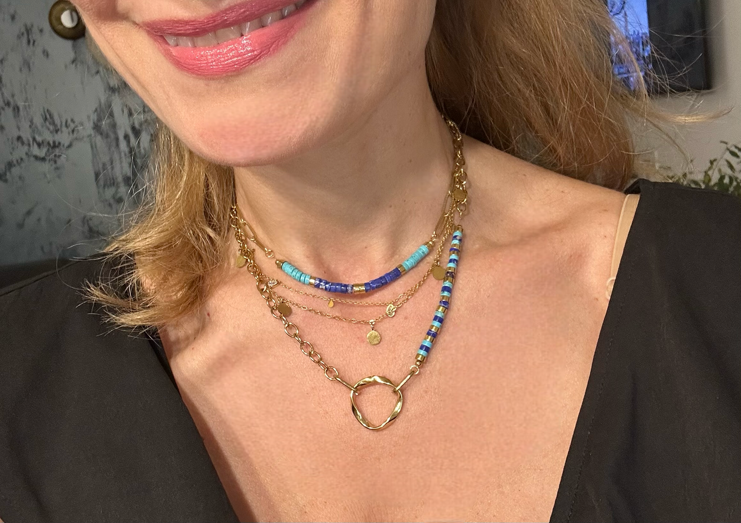 Colier Glitterati Azul - placat cu aur de 18k