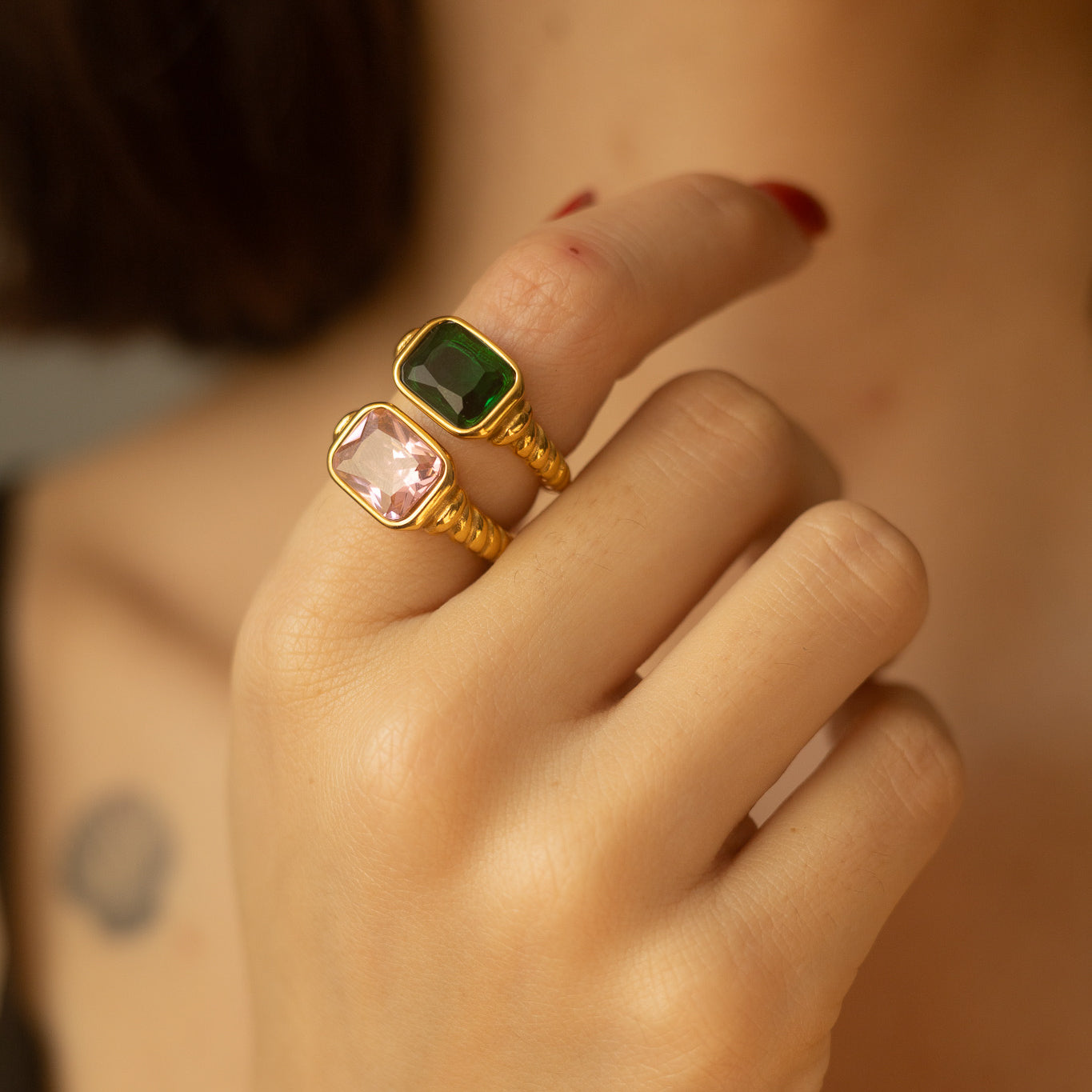 Inel placat cu aur de 18k Glitterati Empress