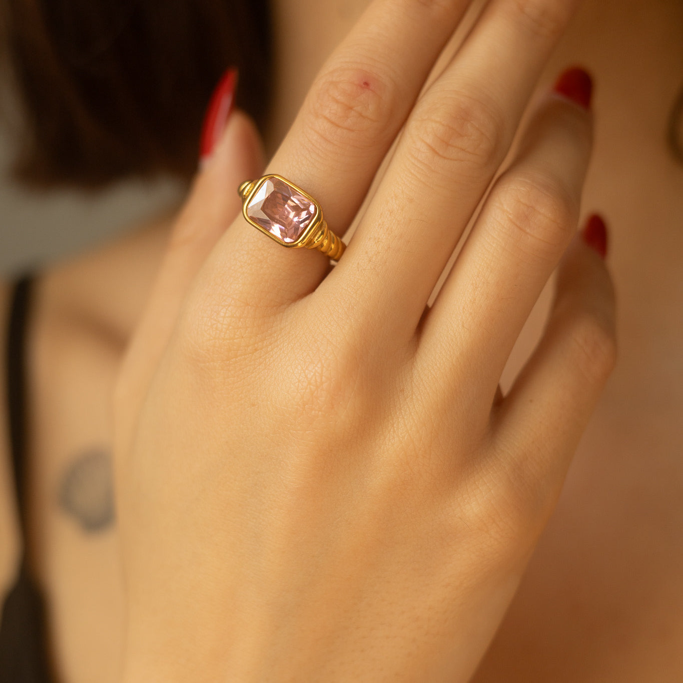 Inel placat cu aur de 18k Glitterati Empress