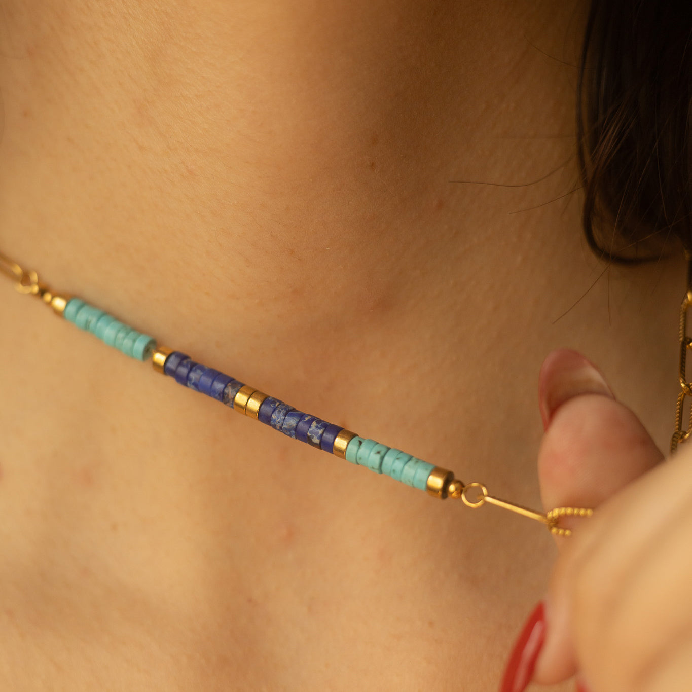 Colier Glitterati Azul - placat cu aur de 18k