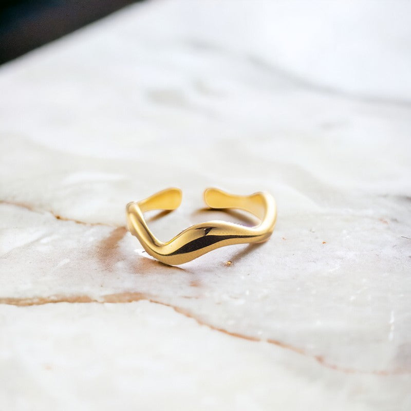 Inel placat cu aur de 18k Glitterati Wave