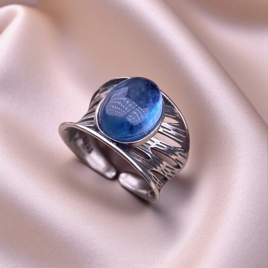 Inel Glitterati din argint cu piatra naturală Aquamarin