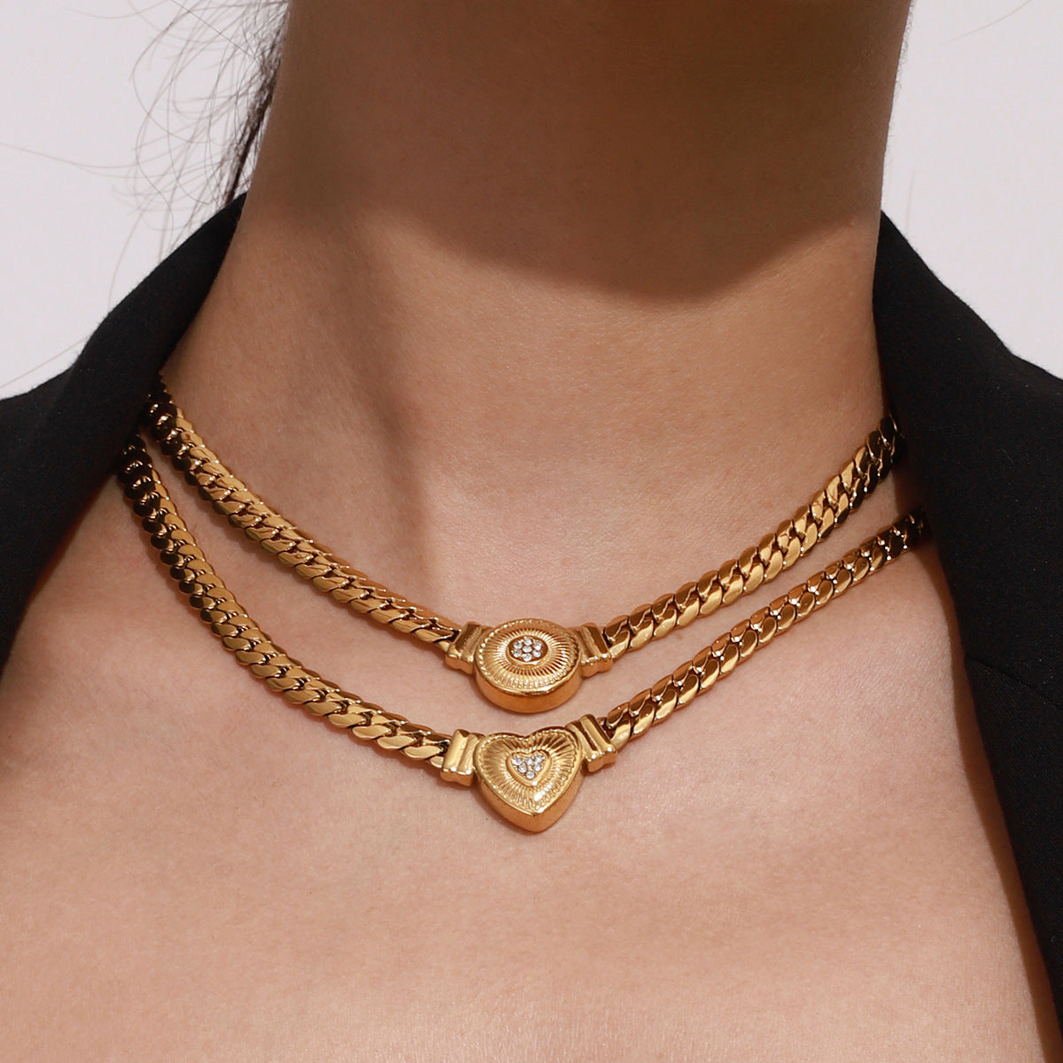 Colier Glitterati cu moneda, placat cu aur de 18K