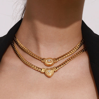Colier Glitterati cu moneda, placat cu aur de 18K