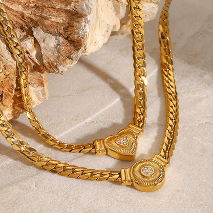 Colier Glitterati cu moneda, placat cu aur de 18K
