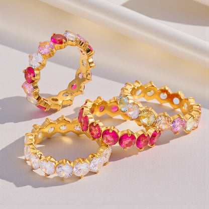 Inel Glitterati Murmur Saphire Red, placat cu aur de 18k