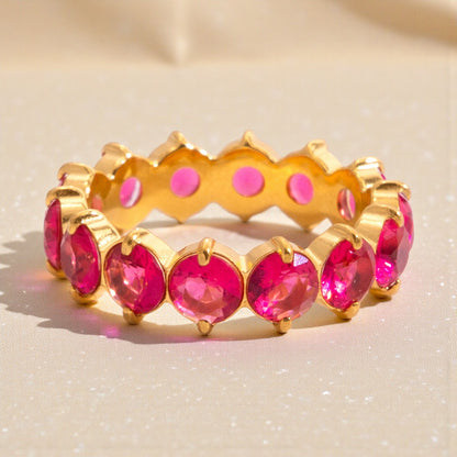 Inel Glitterati Murmur Saphire Red, placat cu aur de 18k