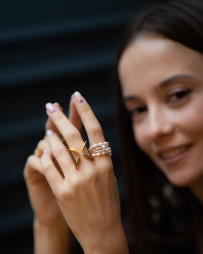 Inel  Glitterati placat cu aur de 18K