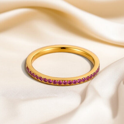 Inel Glitterati placat cu aur de 18K Candy Pop-fucsia