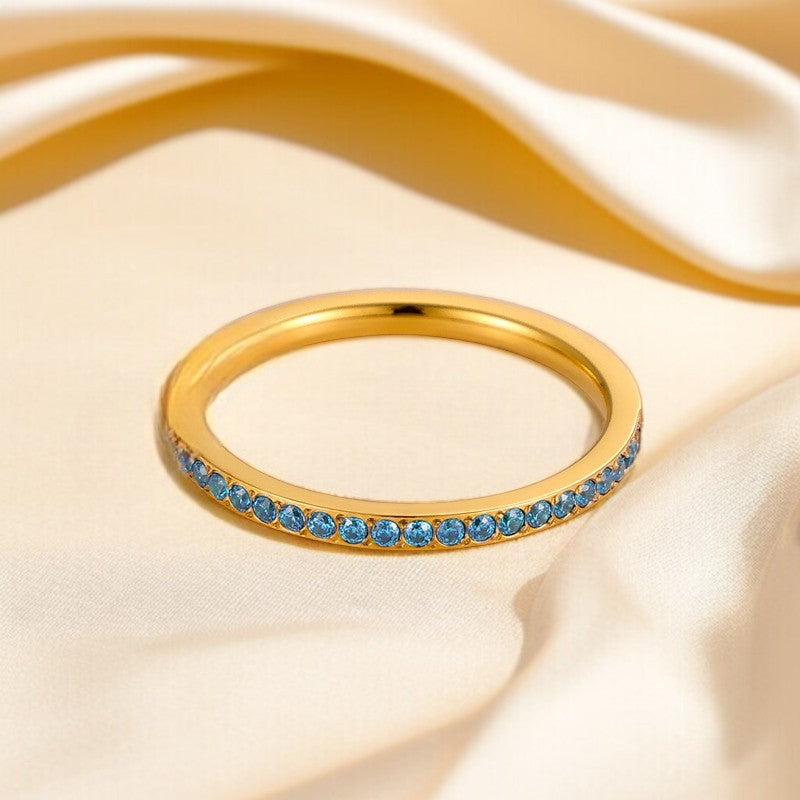 Inel Glitterati placat cu aur de 18K Candy Pop- Sky Blue