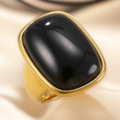 Inel cu onix, placat cu aur de 18K Glitterati The Protector