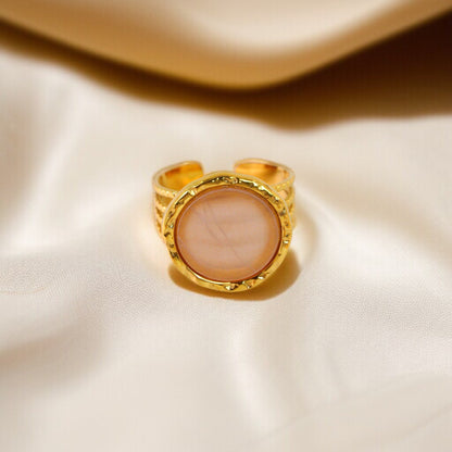 Inel Glitterati placat cu aur de 18K și piatră naturală Sun Stone