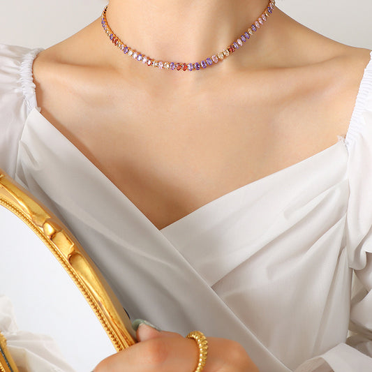 Colier Glitterati Tennis placat cu aur de 18K