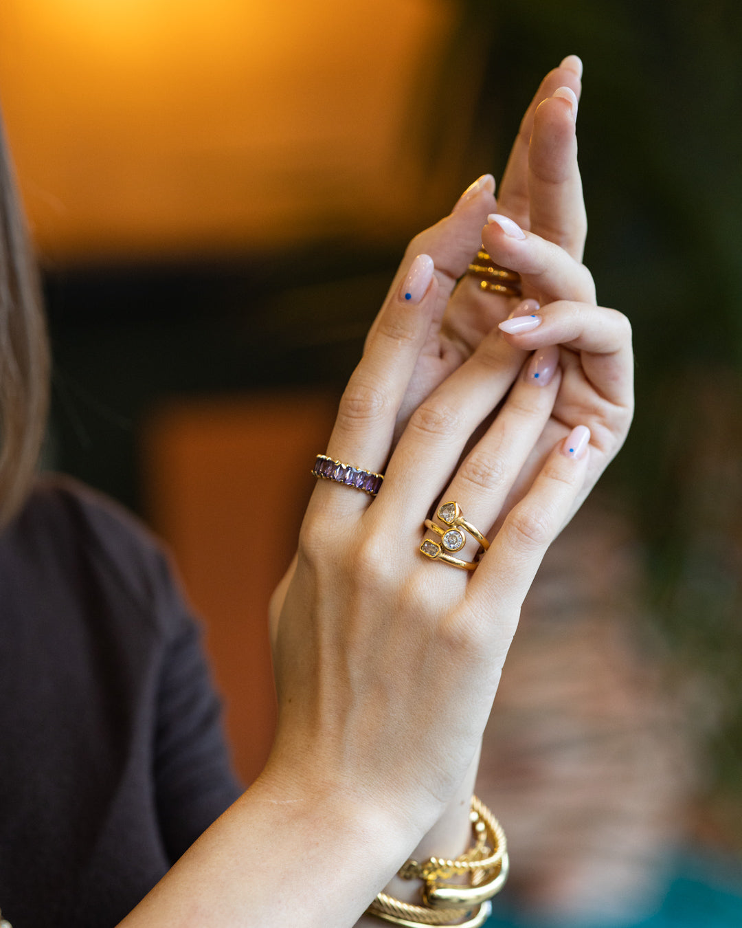 Inel Glitterati , placat cu aur de de 18k