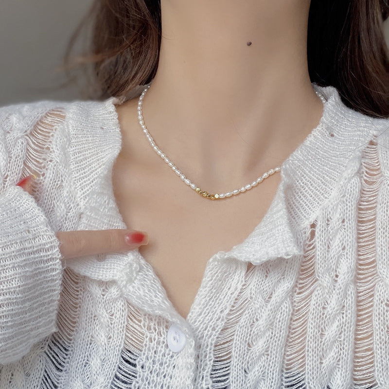 Colier Glitterati din argint, cu perle naturale de cultură placat cu aur de 18K