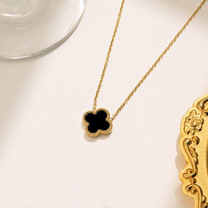 Colier placat cu aur de 18k Glitterati Clover - black