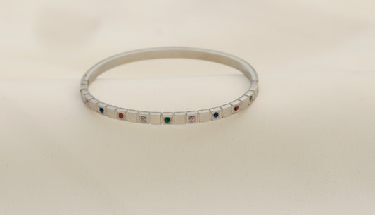 Brățară argintie Glitterati din oțel chirurgical premium cu pietre colorate cubic zirconiu