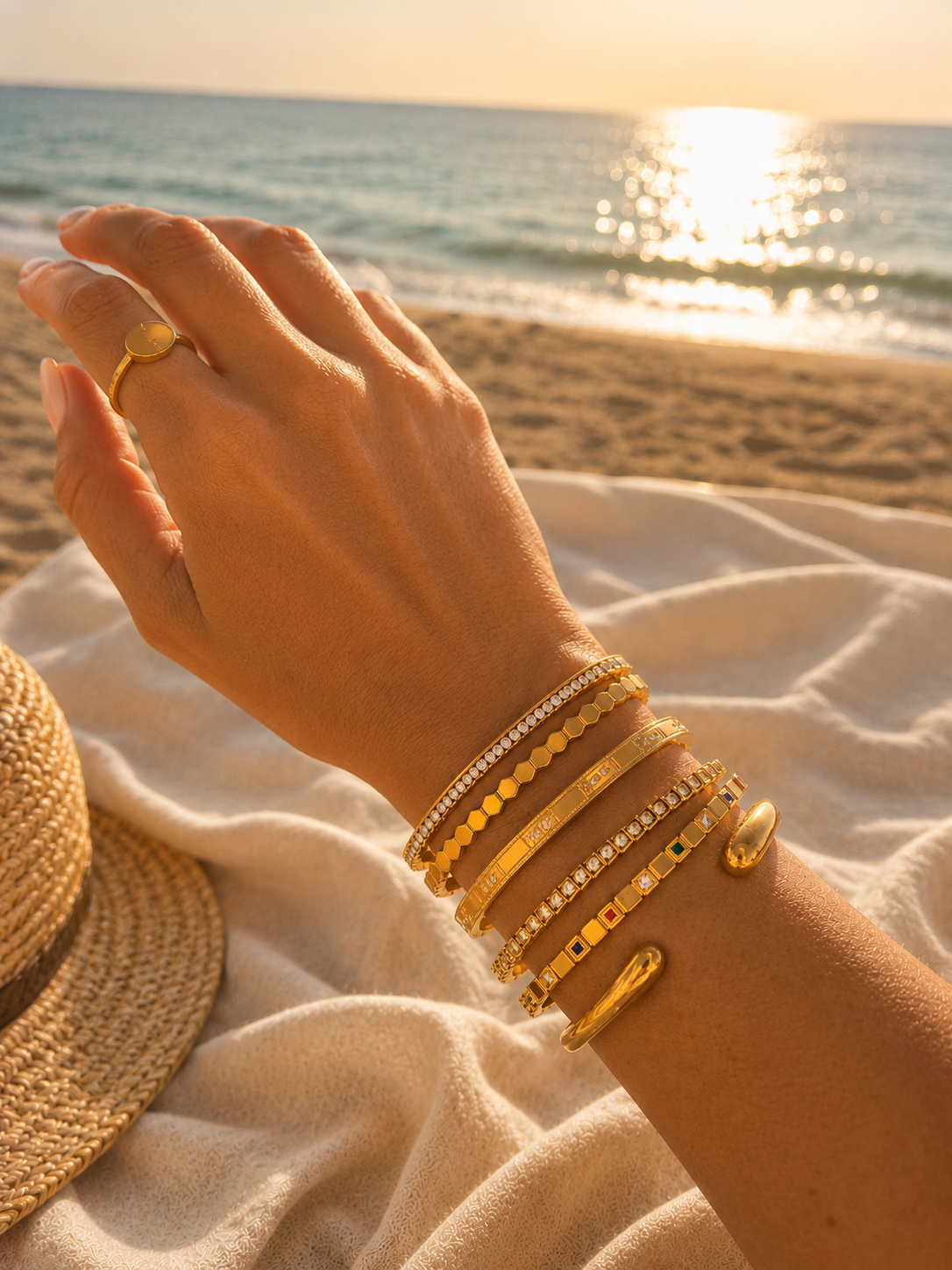 Bratara placata cu aur de 18k Glitterati Golden Hour