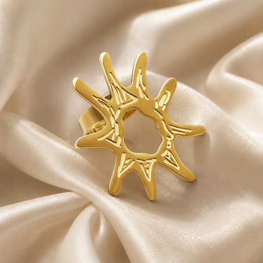 Inel placat cu aur de 18k Glitterati Sunburst