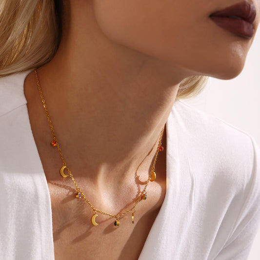 Colier placat cu aur de 18k Glitterati Moon Star