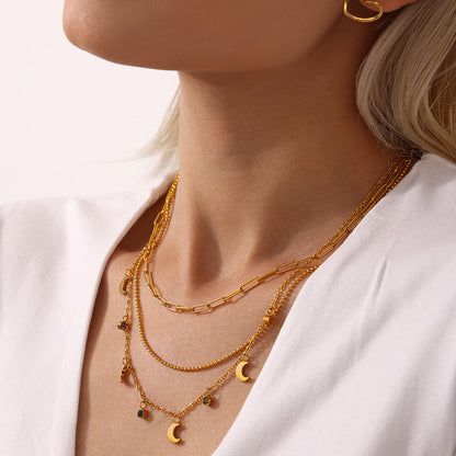 Colier placat cu aur de 18k Glitterati Moon Star