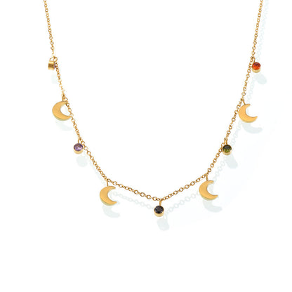 Colier placat cu aur de 18k Glitterati Moon Star