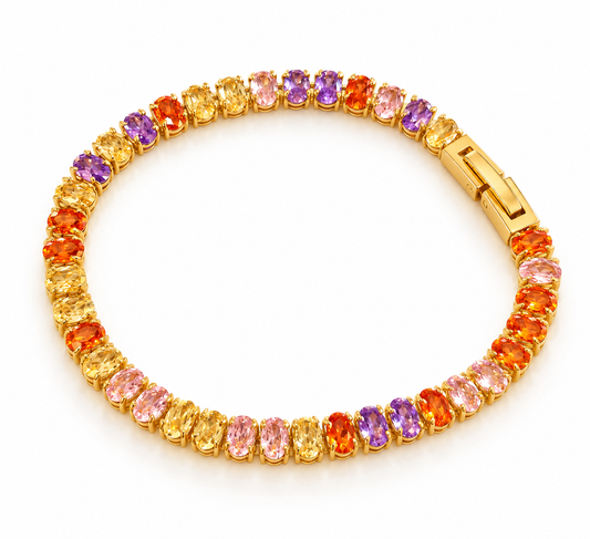 Brățară tennis aurie Glitterati Murmur  multi colored