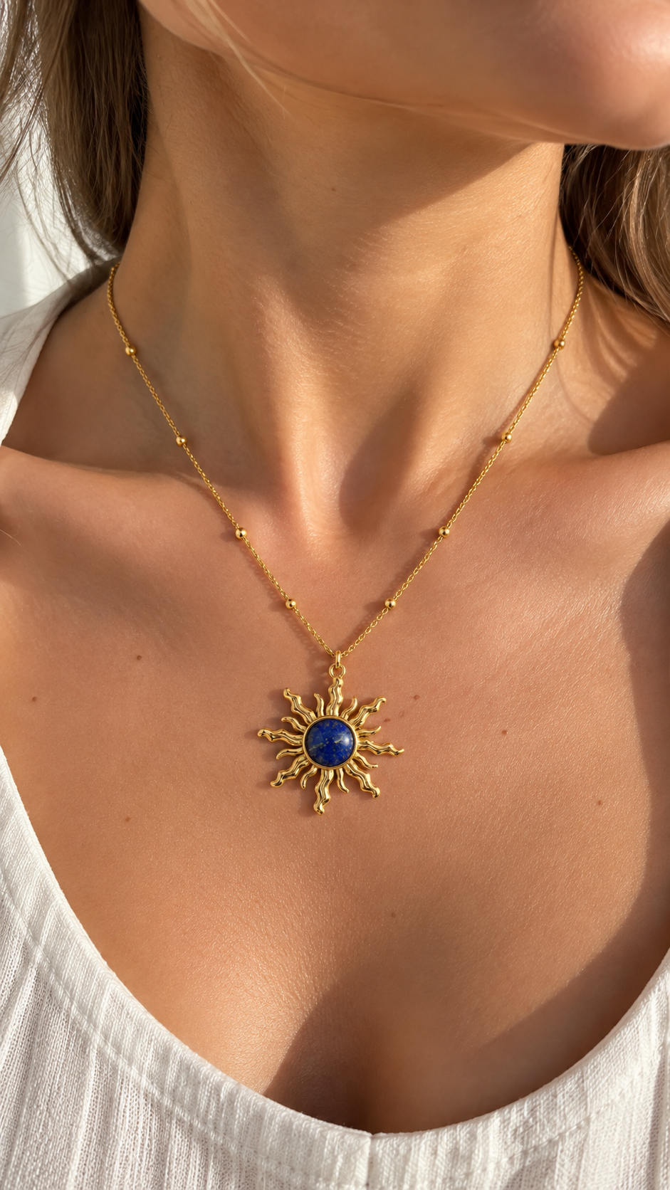 Colier Glitterati cu soare si lapis lazuli