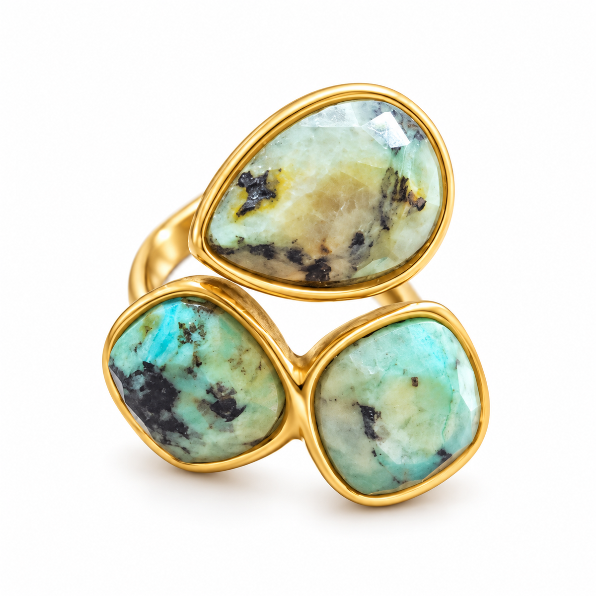 Inel Glitterati Lucky cu jad, placat cu aur de 18k