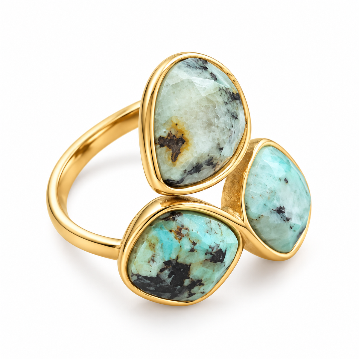 Inel Glitterati Lucky cu jad, placat cu aur de 18k