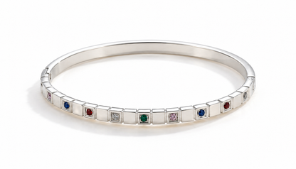 Brățară argintie Glitterati din oțel chirurgical premium cu pietre colorate cubic zirconiu