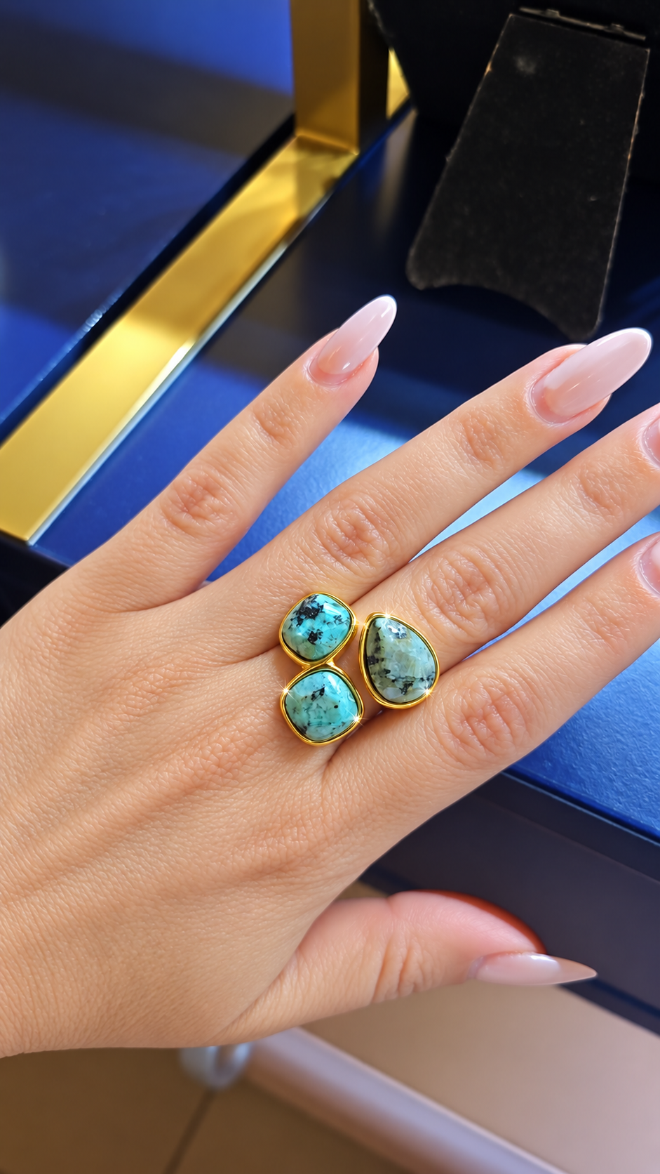 Inel Glitterati Lucky cu jad, placat cu aur de 18k