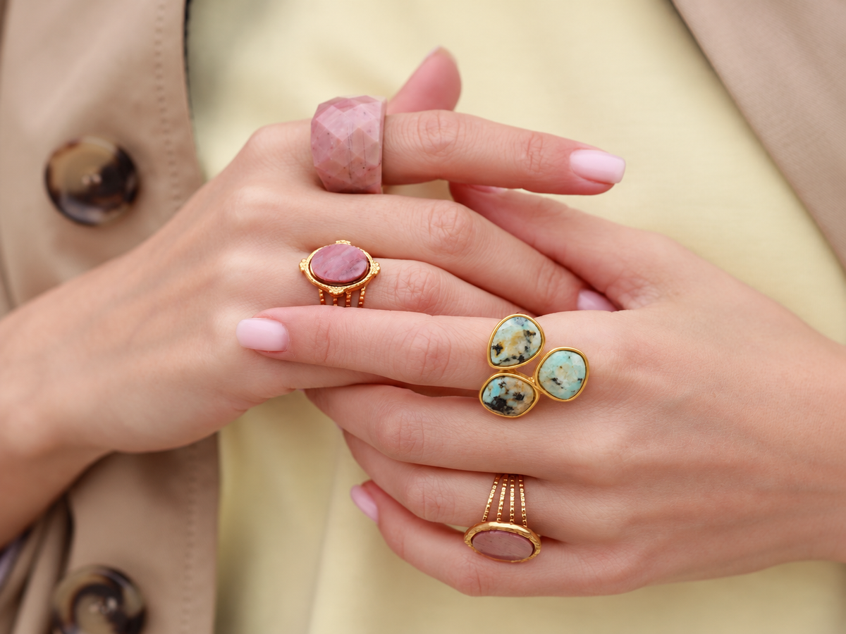 Inel Glitterati Lucky cu jad, placat cu aur de 18k