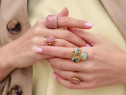 Inel Glitterati Lucky cu jad, placat cu aur de 18k