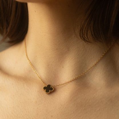 Colier placat cu aur de 18k Glitterati Clover - black