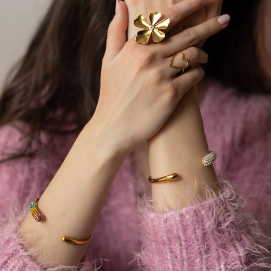 Brățară placată cu aur de 18k Glitterati Pearl Cuff