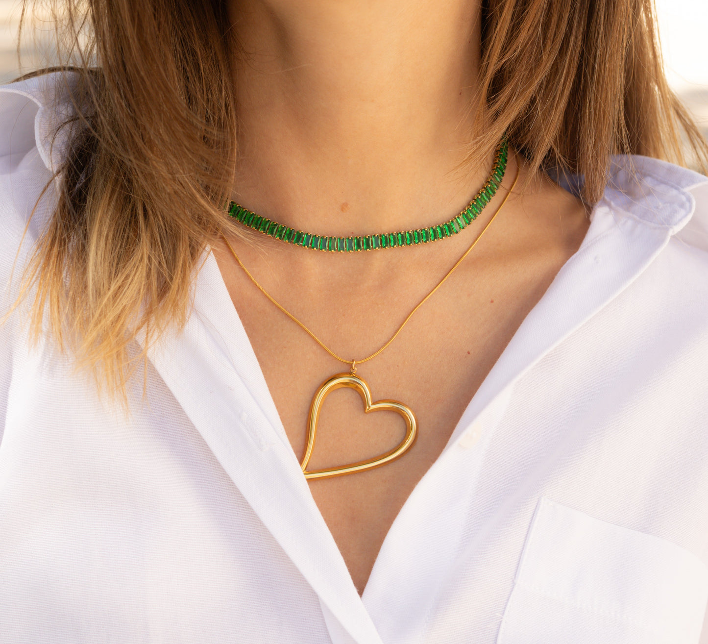 Colier placat cu aur de 18K Glitterati Murmur - emerald