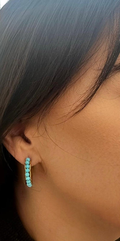 Cercei  cu piatră naturală turcoaz Glitterati