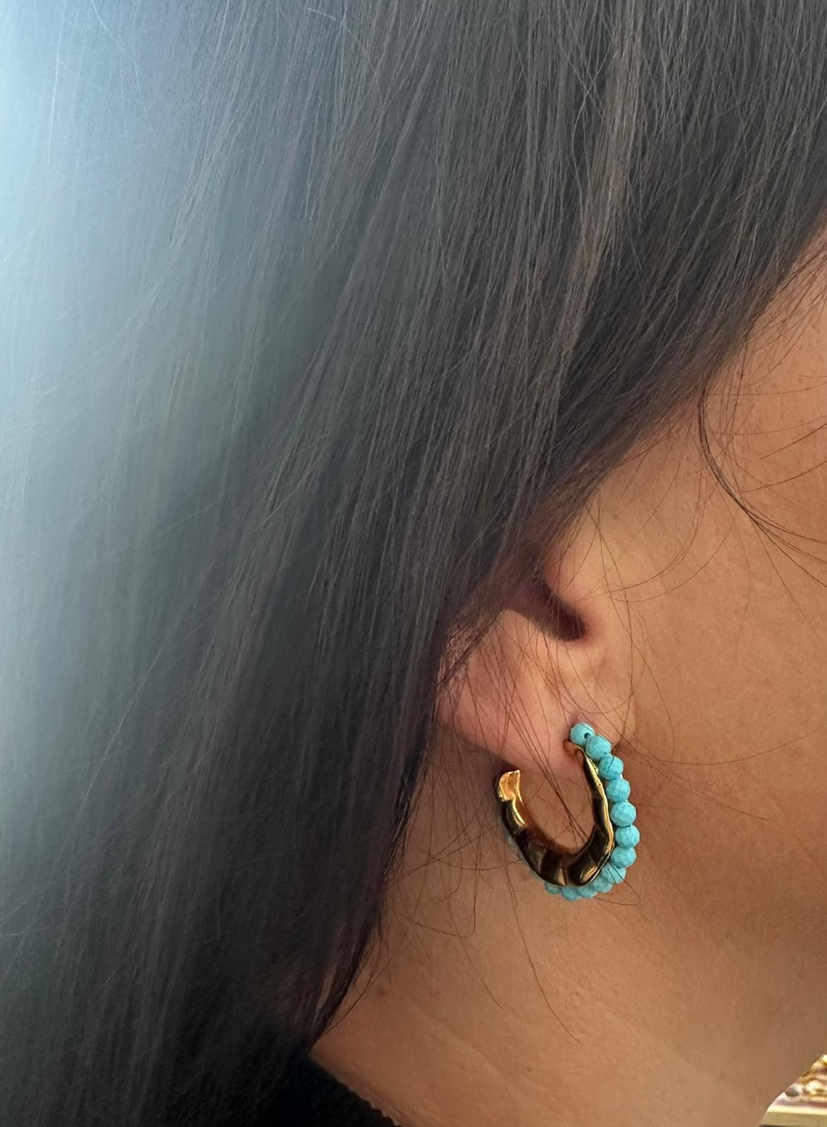 Cercei  cu piatră naturală turcoaz Glitterati