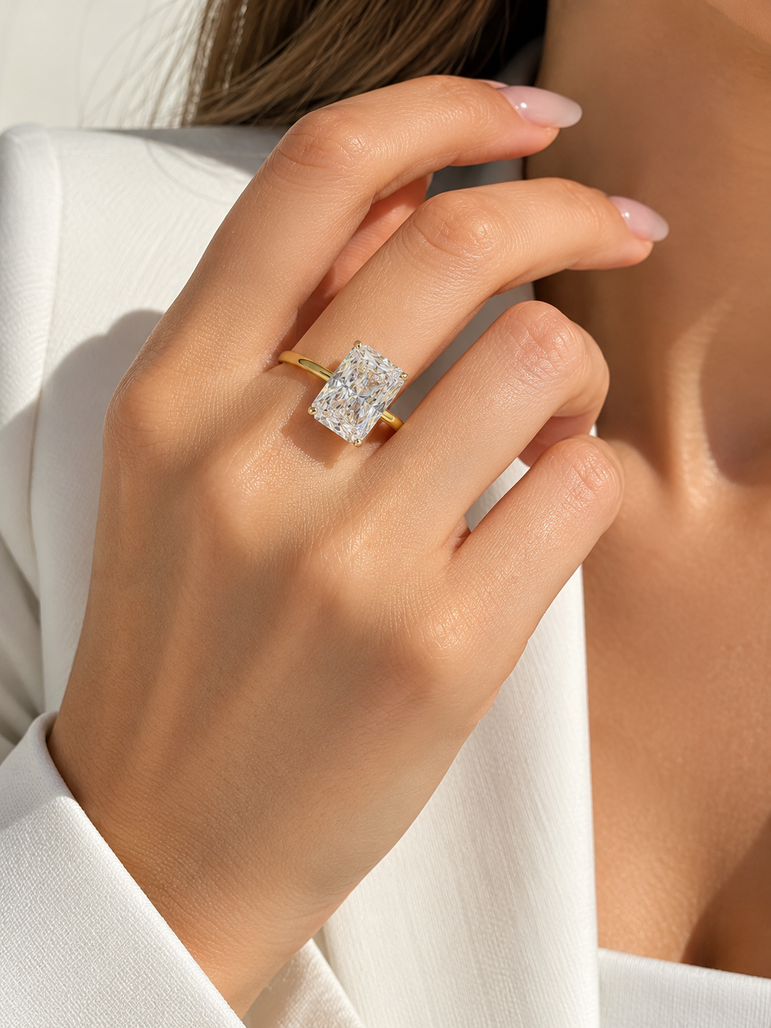 Inel Glitterati din argint placat si radiant cut